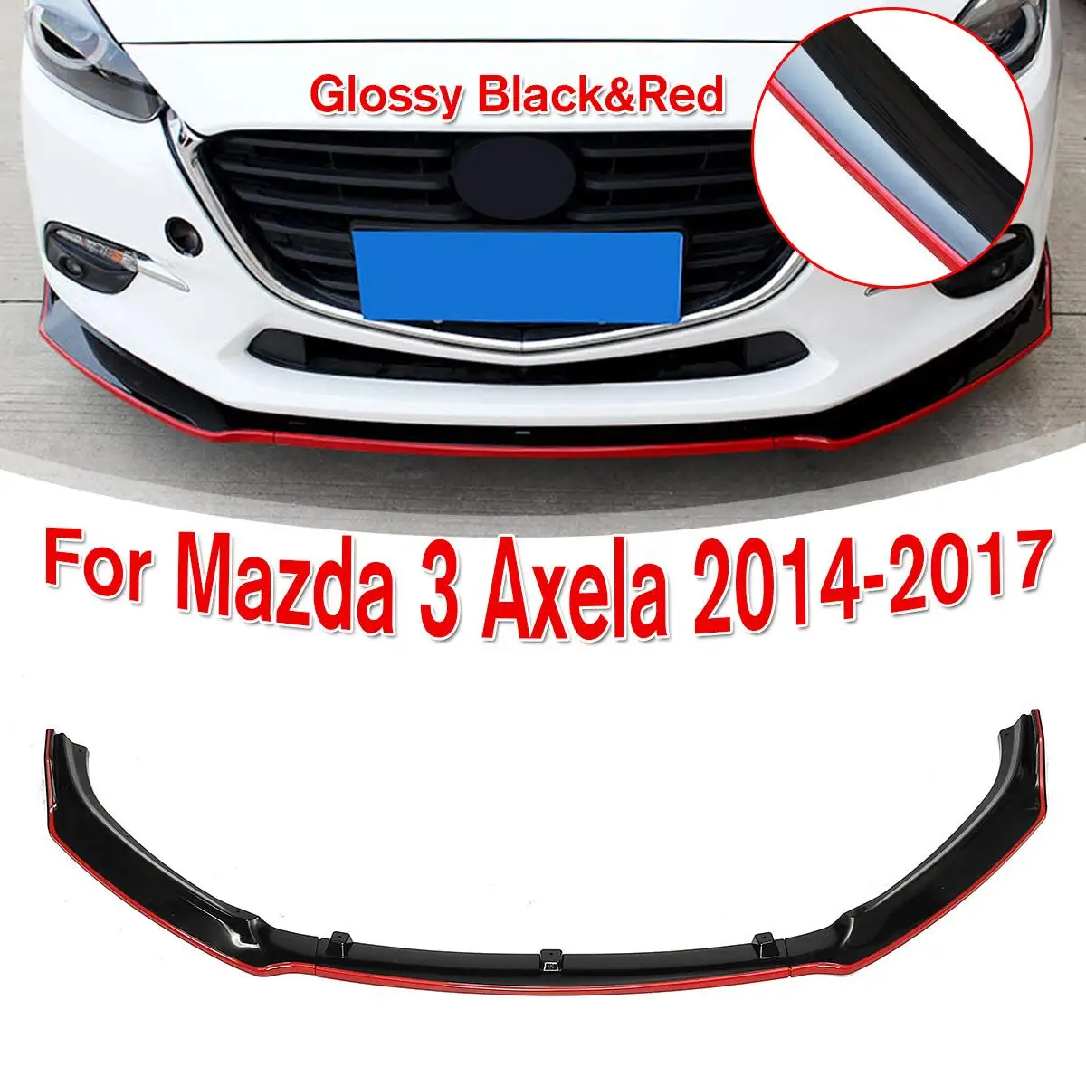 Для Mazda 3 Axela sedan передняя губа-17 внешний вид ABS пластик три секции Передняя Лопата передний спойлер декоративный Авто пар