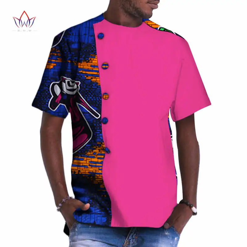 Dashiki Мужская футболка Bazin Riche африканская одежда 100% хлопок принт пэчворк на