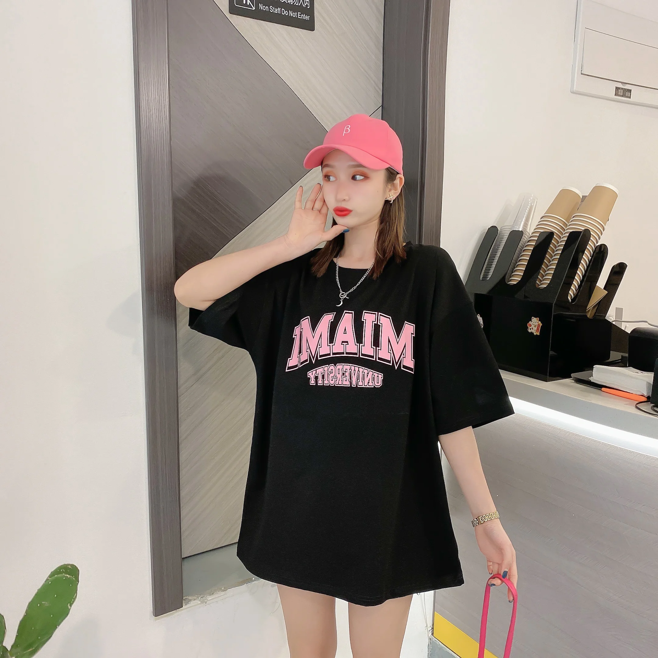 

2021 New Korean Round Neck Printed Letters Loose Short-sleeved T-shirt Women
