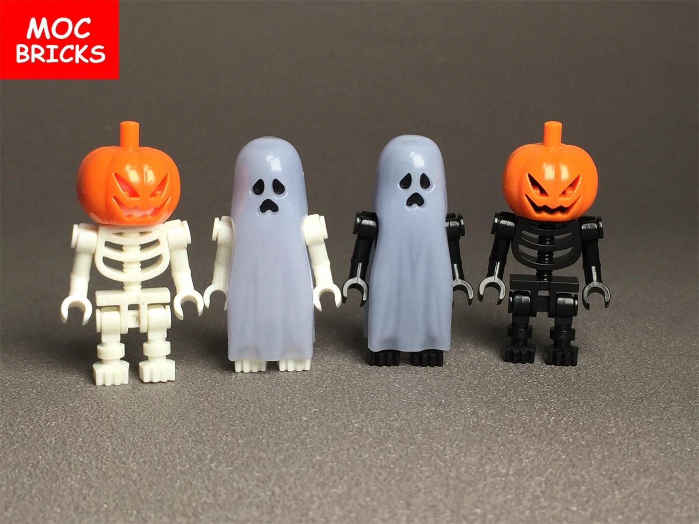 Кубики MOC сделай сам черно-белые экшн-фигурки со скелетом-тыквой сборкой