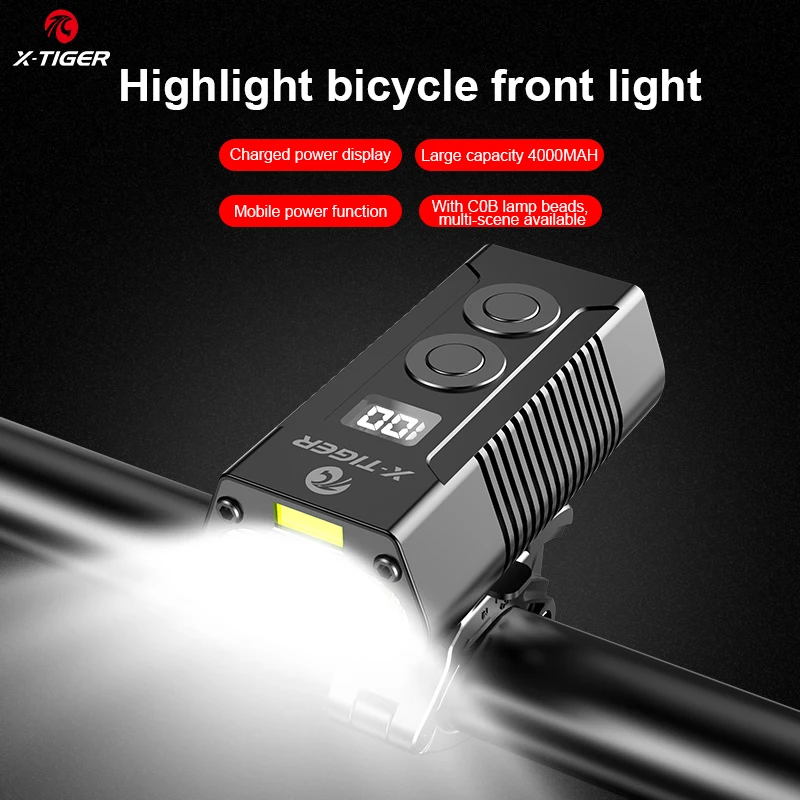 x tiger bike light headlight bicycle lamp with power bank rechargeable led 5200mah mtb bicycle light flashlight bike accessories free global shipping