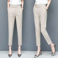 fv 2021 spring summer women pants work wear casual pants plus size 3xl female slim high waist gray pants womens harem pants