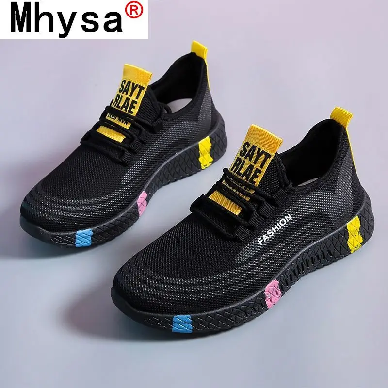 Spring Women's Platform Shoes 2021 Fashion Women Shoes Color Matching Mesh Breathable Sneakers Comfortable Lace-up Casual Shoes