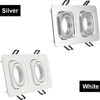 2pcs double head silverwhite aluminum modern led ceiling light fixture mr16 gu10 adjustable square for led spot light fittings