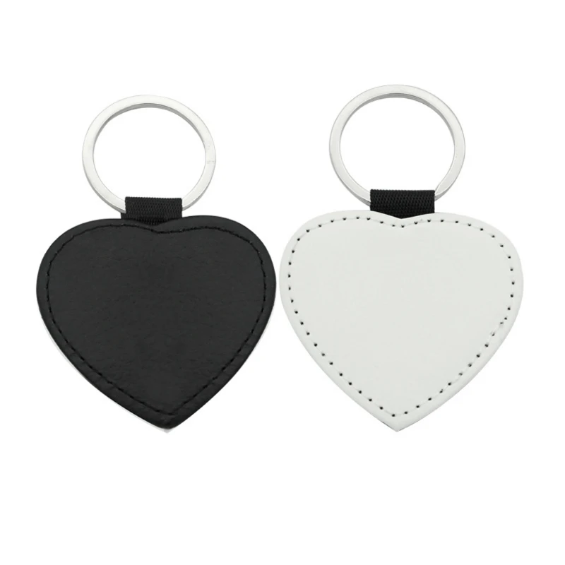 

2020 10Pcs Leather Keychains Blank Heart Round Square MDF Keychains Sublimation Heat Transfer Keychains Kit Jewelry Making