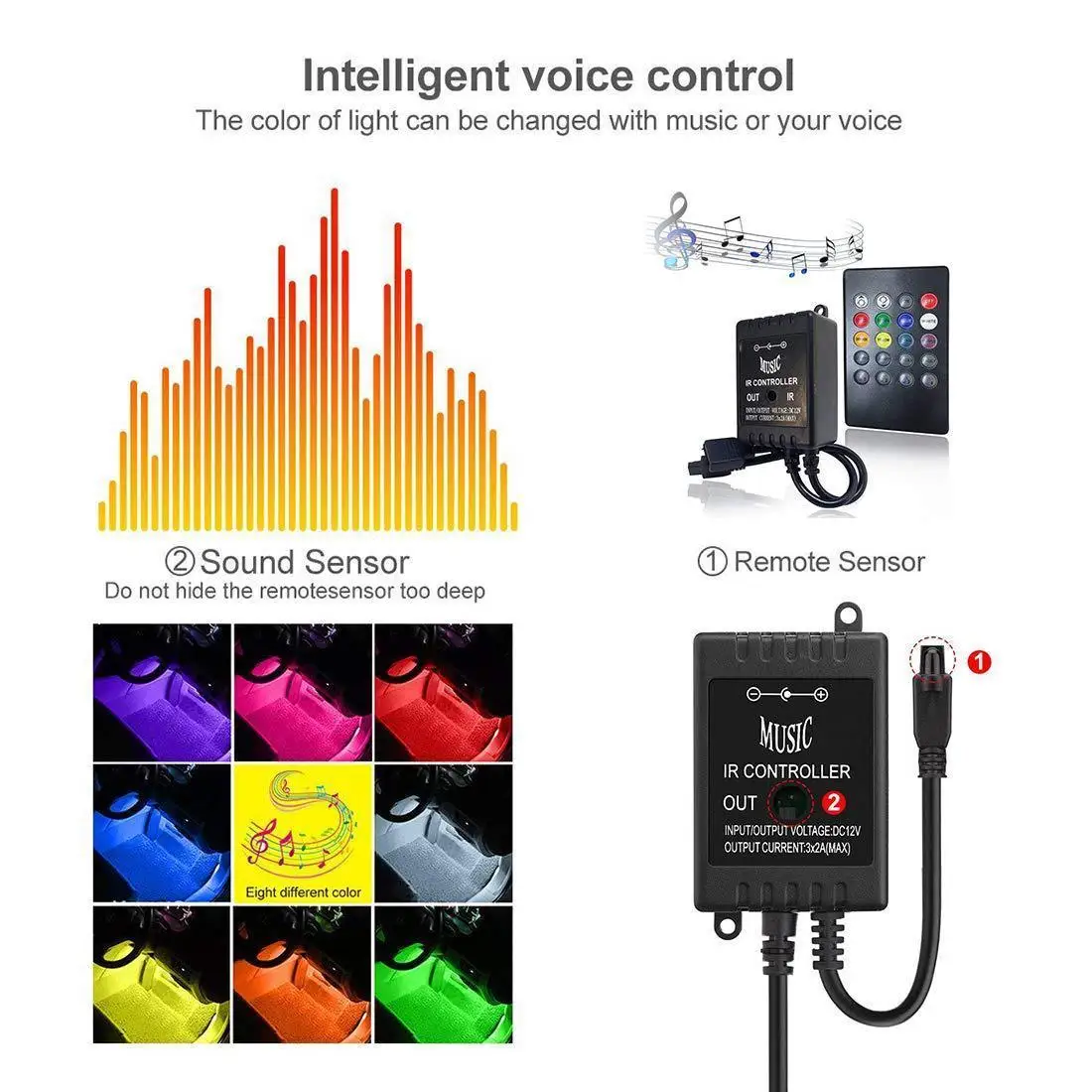 DCOO RGB светильник 32,8фт 5 м/10 м 20Key музыка синхронизация изменение цвета канат светильник SMD 3528 светодиодный ИК пульт дистанционного управления гибкая лента