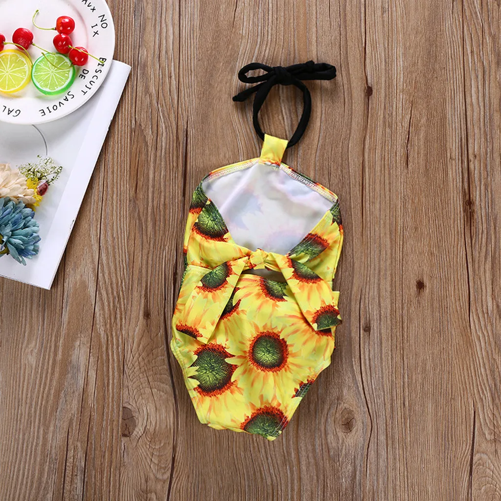 Новинка Модный летний купальник для маленьких девочек жилет с бантом и принтом