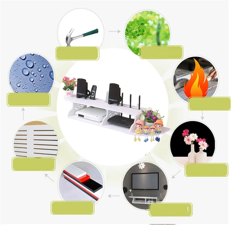 wireless Europe router living room wall hanging decoration WIFI storage rack shelf box hanger stacks TV set-top socket cover | Дом и сад