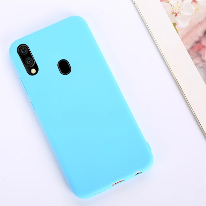 SBlue Твердые Карамельный цвет силиконовый чехол для samsung Galaxy A50 A30 A40 A10 A20 A70 M20 A7 A750 A20S A30S M30S A50S гелевый чехол-накладка - Цвет: SBlue