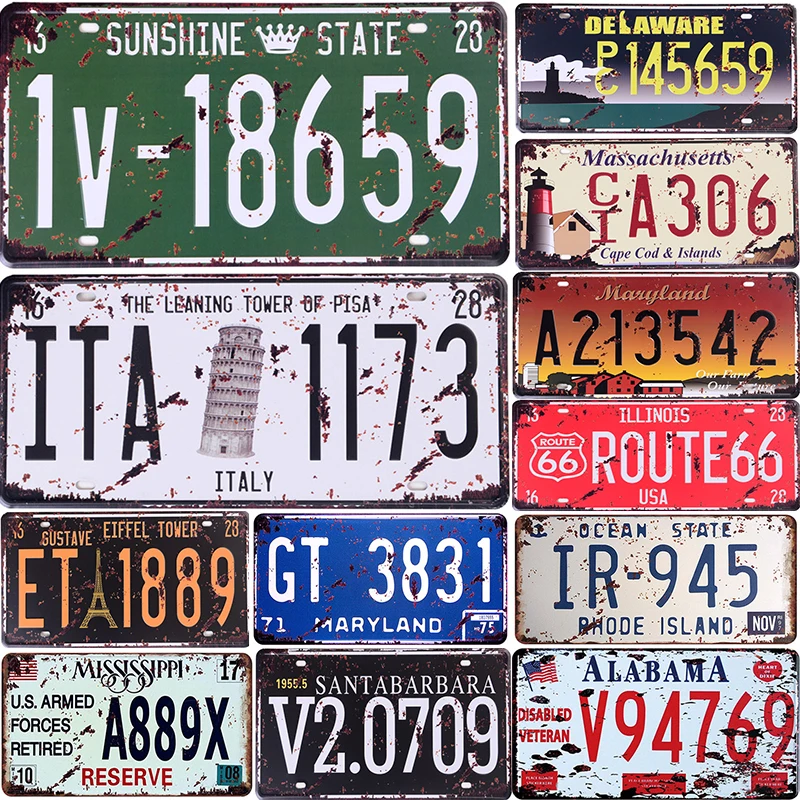 

Florida London City Car Number License Vintage Shabby Metal Plate Signs Bar Pub Cafe Wall Plaques Decor Crafts Tin Sign 15x30cm