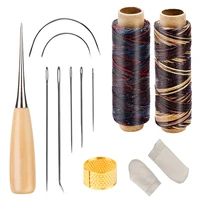 lmdz 12 pcs leather sewing tools with waxed thread large eye stitching needles and awl for leather sewing working crafting