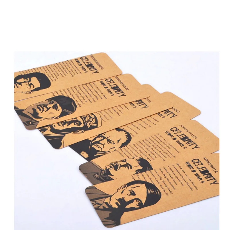 

6 pcs Bookmarks for World War II historical celebrities Paper Bookmarks Ancient Style Book Holder Message Card Gift Stationery