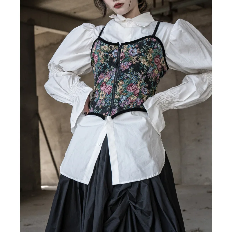 UMI MAO Spring New Product Jacquard Camisole Designer Style Niche Outside Wear French Retro Printing Style Y2k Top