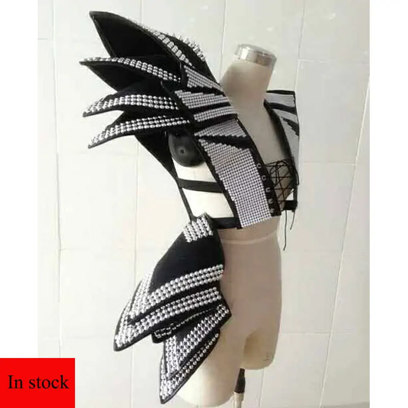 Женский костюм для выступлений черный певицы танцовщицы с