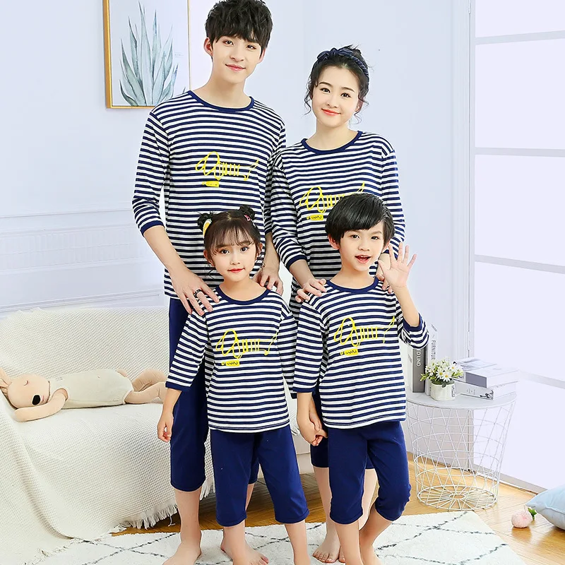 Conjuntos de pijamas de algod&oacute;n a juego para madre e hijo, ropa de dormir de verano para casa familiar-4