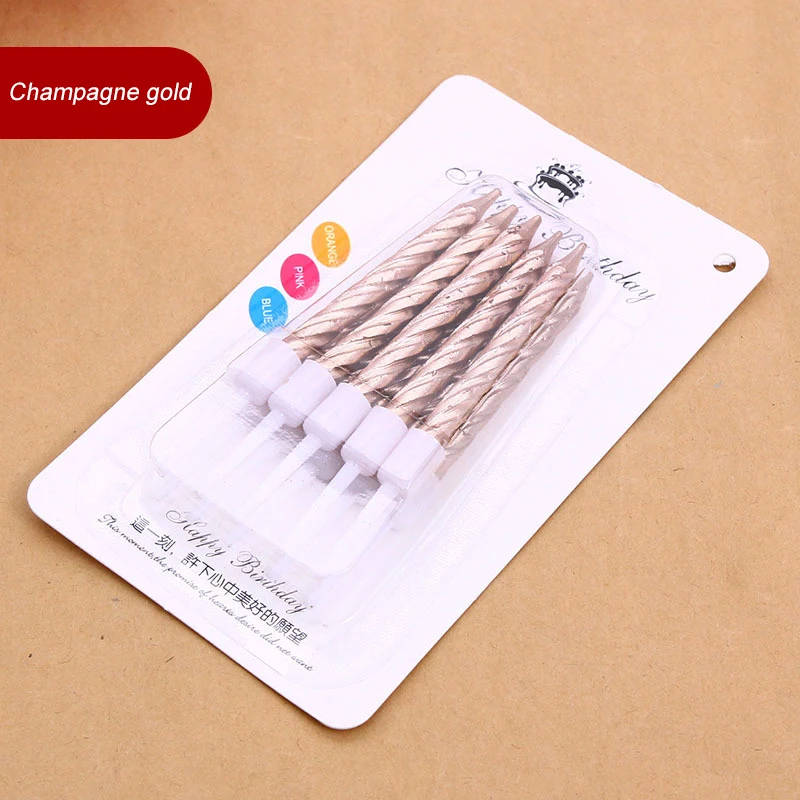 Спиральная Свеча в форме свечи из розового золота 10 шт. набор 16 мерцающих и