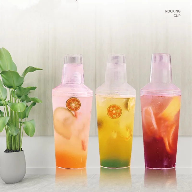 

10pcs Net red shake cup fruit milk tea hand shake milk tea snowg cup lemon tea packaging bottles birthday party favors cup 500ml