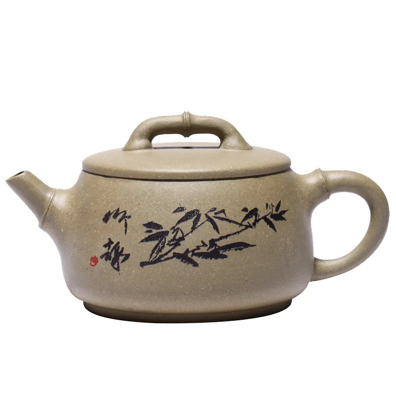 

Yixing Zisha teapot original mine qingduanni handmade bamboo and stone ladle Teapot Set