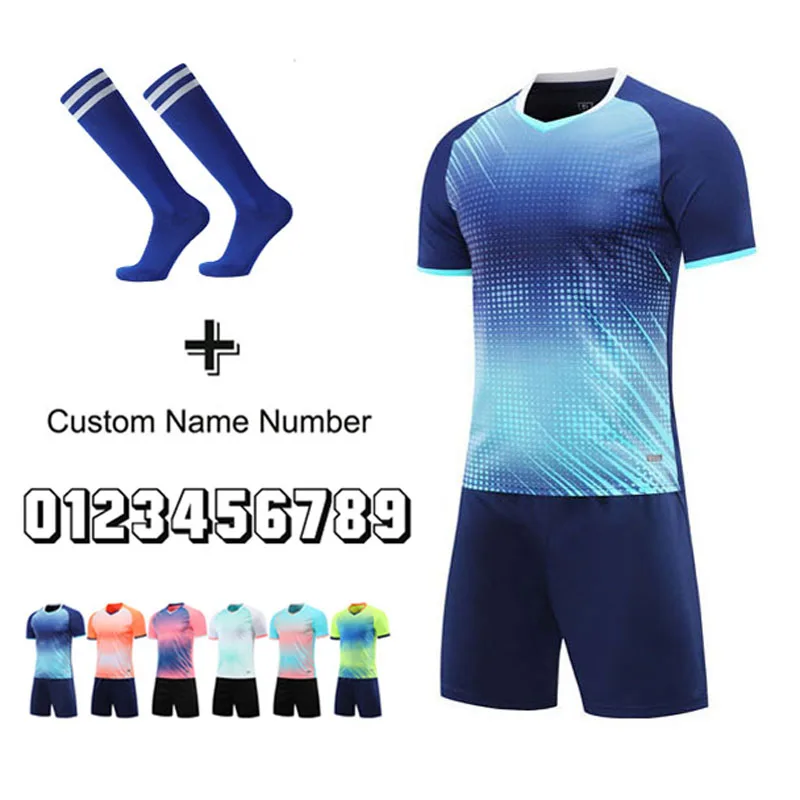 

Men & Children Sublimation Football Jersey Sets, Boys Soccer Uniforms Men's Club Team Football Training Jerseys Suit DIY Custom
