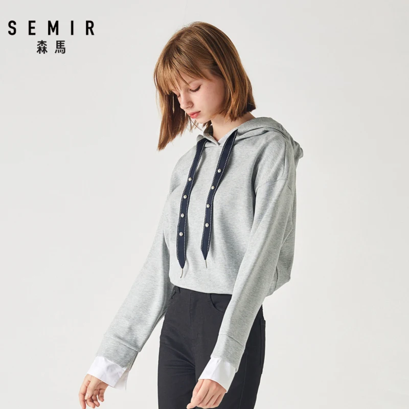 Женский свитер с капюшоном SEMIR свободная толстовка в Корейском стиле из плотного