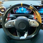 Ручной работы DIY Мягкий Черный углеродного волокна Черная замша Чехлы рулевого колеса автомобиля для Mercedes-Benz A-Class W177 2018-2021