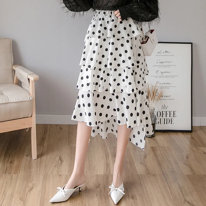 Шифоновая длинная юбка с высокой эластичной талией Женская цельная разрезом и