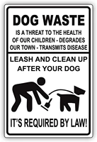 warning sign dog waste is a threat to health leash and clean up after your dog its required by law courtesy caution road sign
