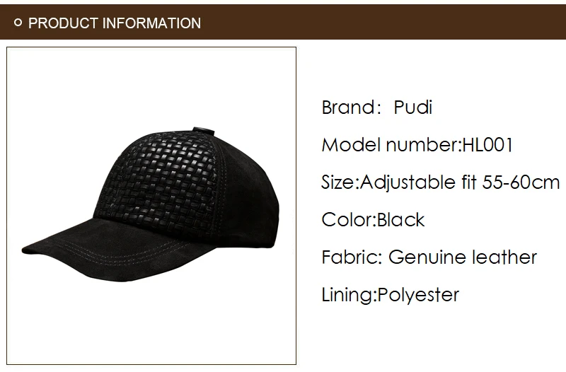 

Aorice Men Genuine Leather Baseball Cap Hat Women Adjustable Sport Caps Hats HL001