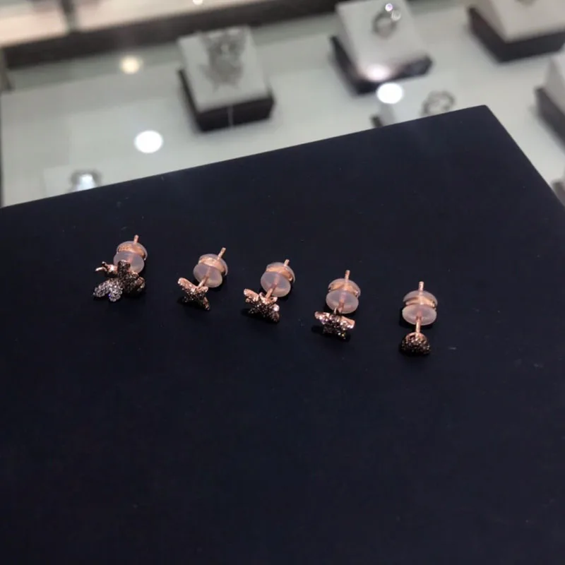 UMGODLY Luxury Brand 5pcs/set Gold Color Cross Star Bee Stud Earrings Pave 3A Zircon CZ Women Fashion Jewelry | Украшения и