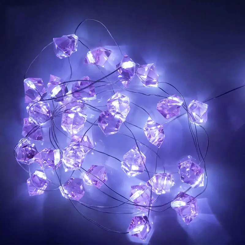 

2m 20 Lights Natural Fluorite String Lamp Box With 8 Lighting Modes Timing Remote Copper Wire Lights 3AA Battery Home Decoration
