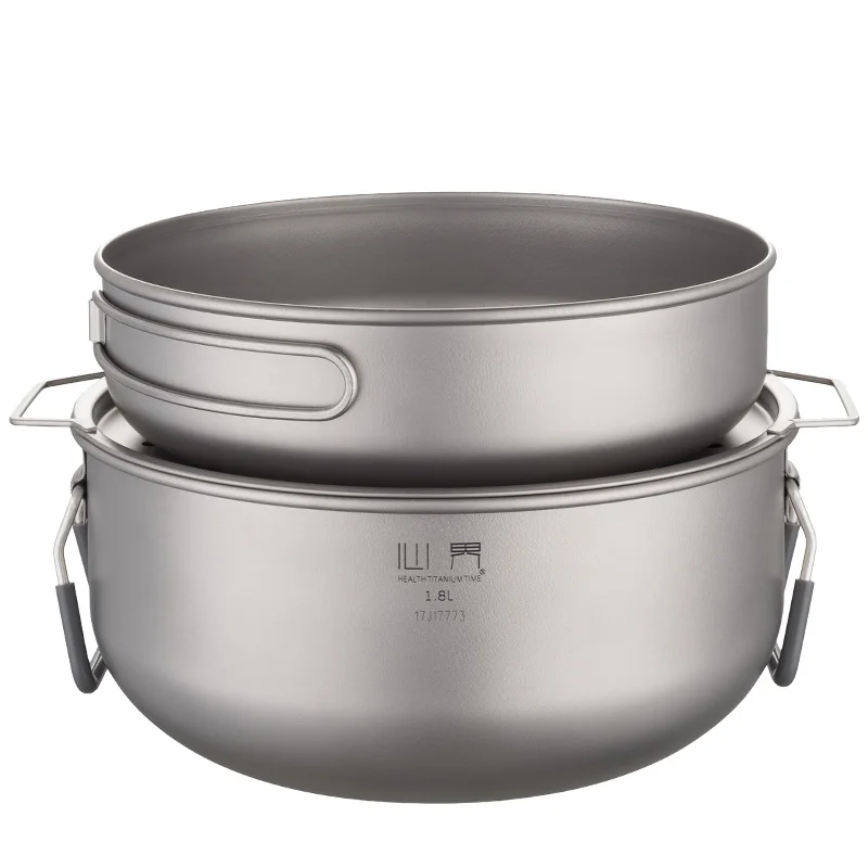 

Keith Outdoor Titanium Steamer Pot Pan Set Travel Camping Picnic Soup Pot Tea Tray Multifunctional Tableware Suit Mi6015