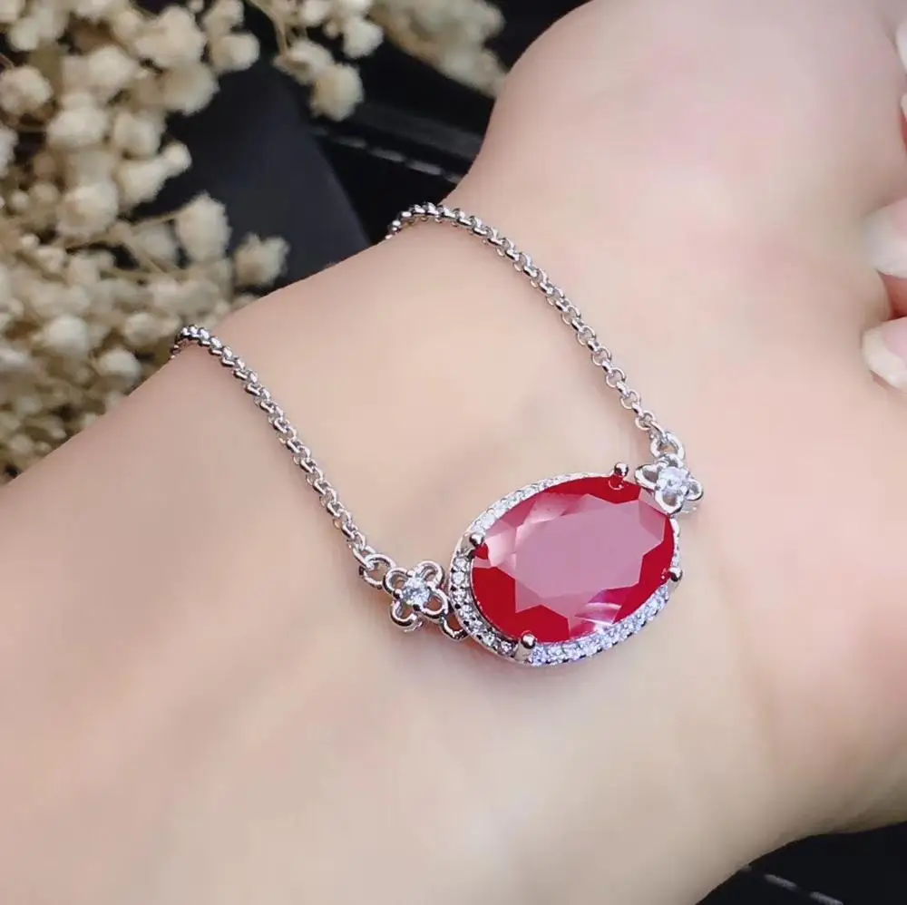 KJJEAXCMY boutique jewelry 925 sterling silver inlaid Natural ruby ladies bracelet support detection exquisite beautiful | Украшения и