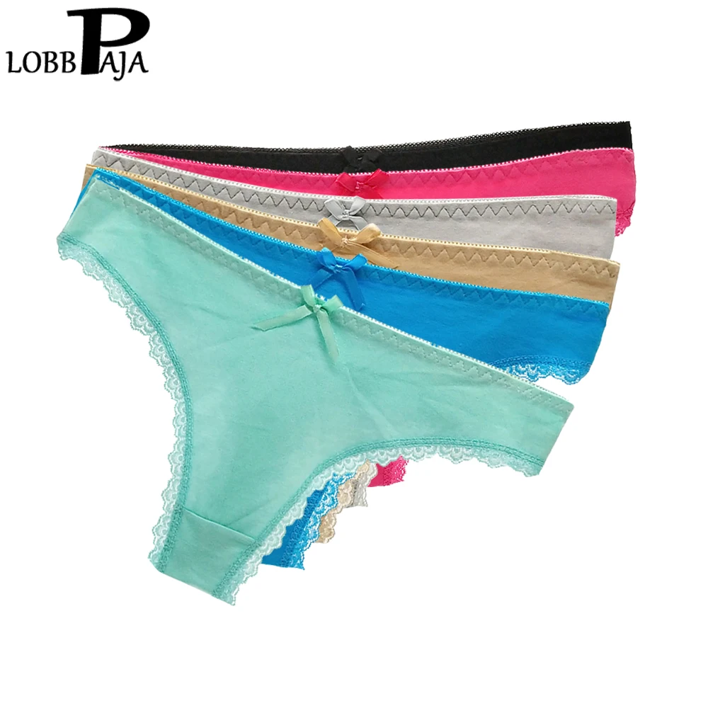 

LOBBPAJA Lot 6 pcs Sexy Ladies Strings T-back Thongs G-strings V-strings Cotton Lace Women Underwear Panties Knickers Lingerie