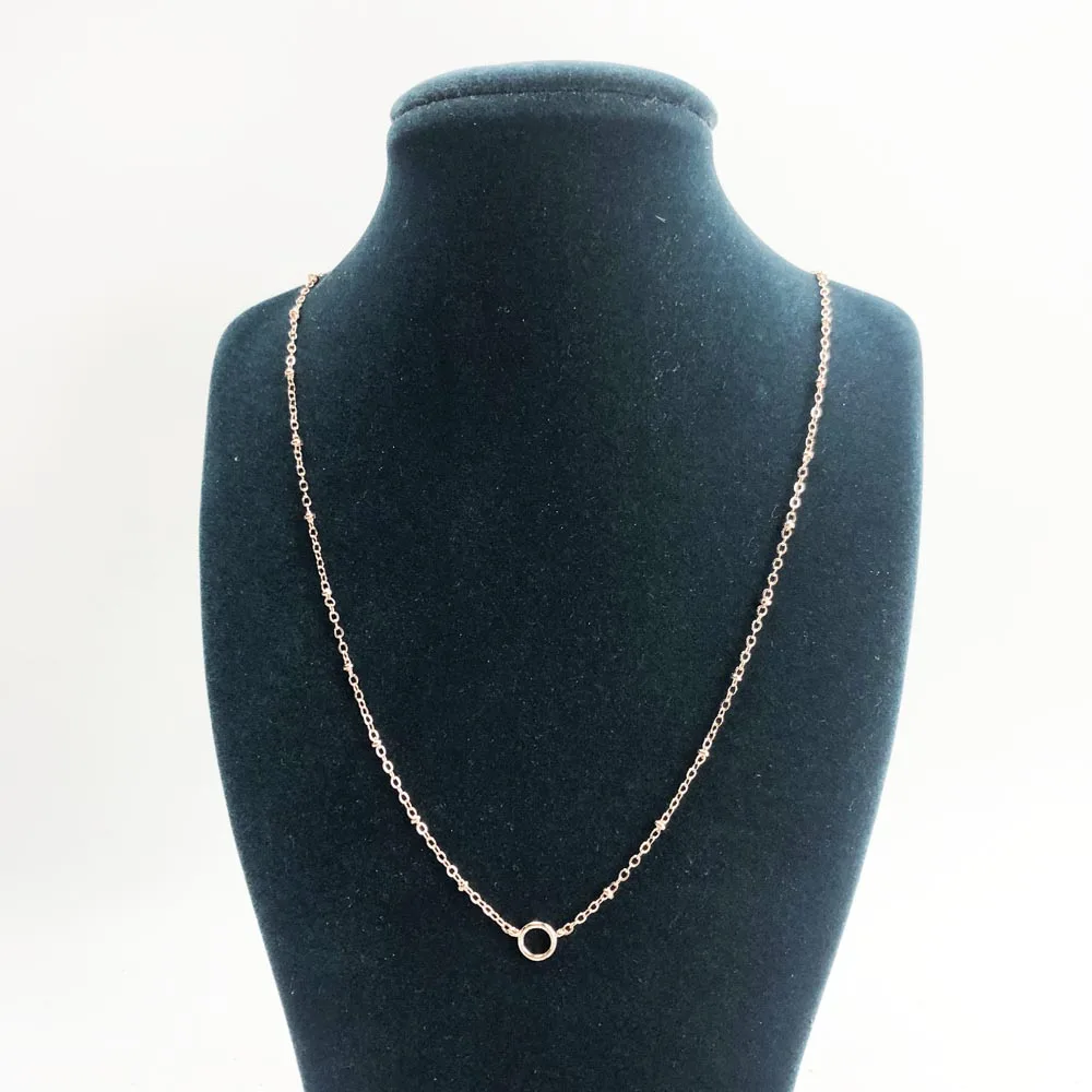 Charm Necklace Rose Gold Color Round Carrier 2020 Spring Fashion Jewelry Europe Link Chain 925 Sterling Silver Gift For Women | Украшения и