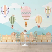 custom photo mural wallpaper hand painted colorful house hot air balloon animal children room boys girls bedroom wall painting