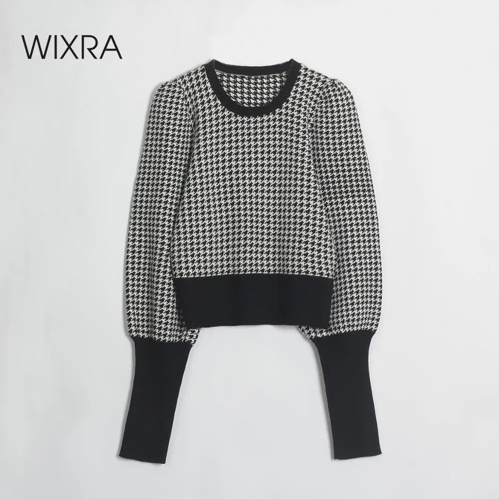 Wixra пуловеры свитера стильные клетчатые топы с длинными рукавами женские вязаные