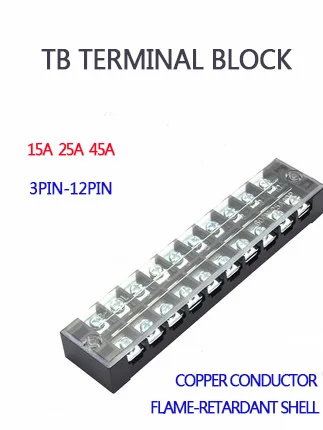 

Клеммная колодка двухрядная, 600 В, 15 А, 3/4/6/8/10/12 позиций, 1 шт.