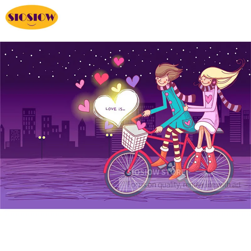 SIOSIOW 5D Diy алмазная живопись Мультяшные парные полный дрель 3D Даймонд Вышивка