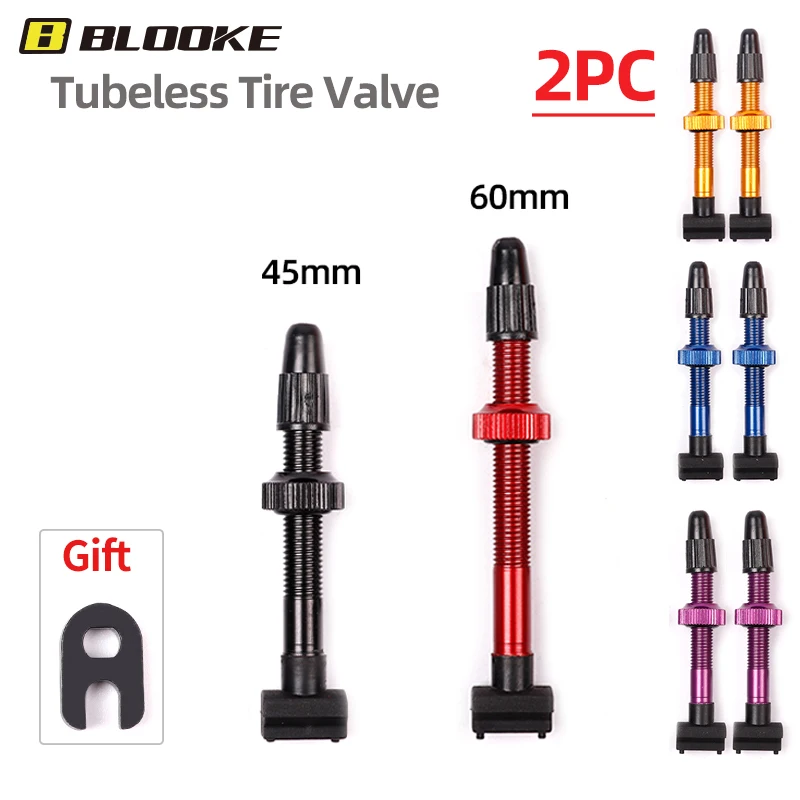 BLOOKE 2PCS Bicycle Tubeless Valve Presta F/V Cap 45 60mm Mountain Nipple W/Tool For MTB Road Bike Alloy Accessories | Спорт и