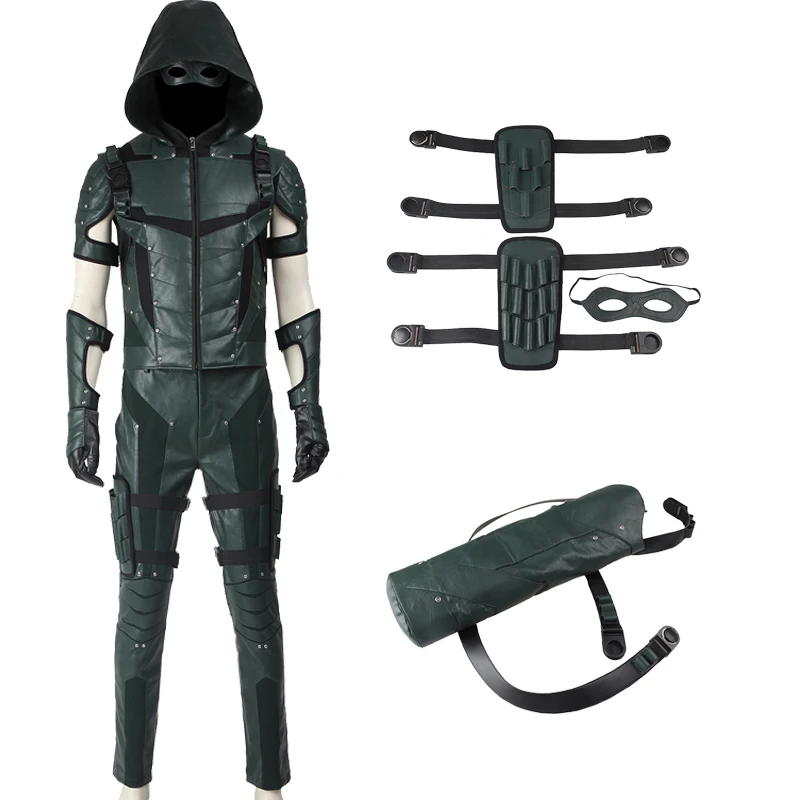 Arrow 4 Cosplay Superhero Costume Oliver Queen Green Sleeveless Uniform Fancy Halloween Masquerade Role-playing Outfit