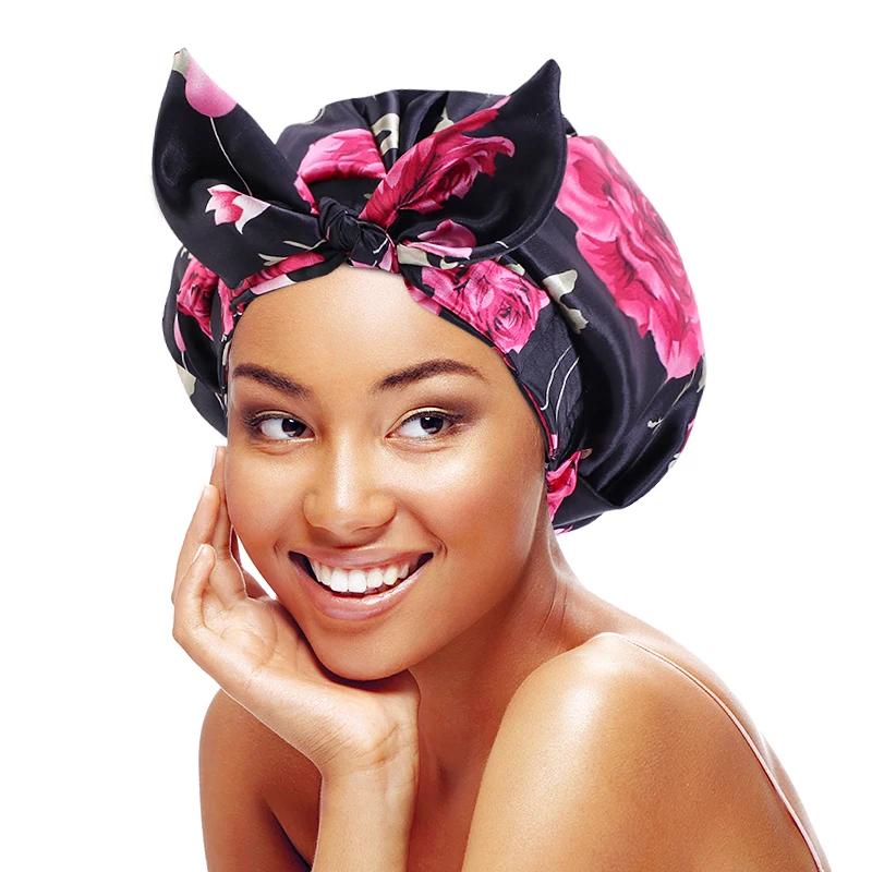 

Adjustable Bow-knot Bath Shower Caps Hair Caps Reusable Waterproof Turban Shower Hat Bath Cap for Women Girl Beauty Bonnet