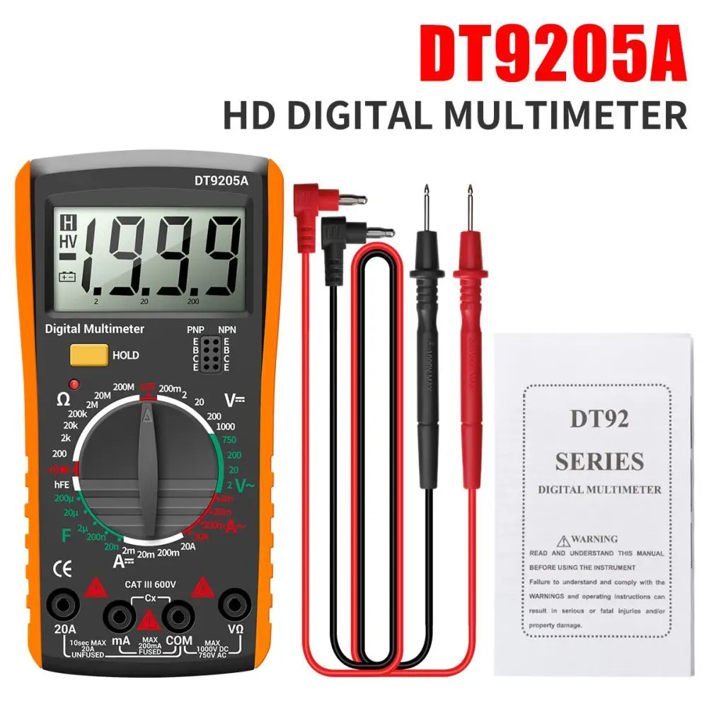 Фото - DT-9205A Multimeter Tester Digital Multimeter Hand Held LCD Multimeter мультиметр ресанта dt 9205a