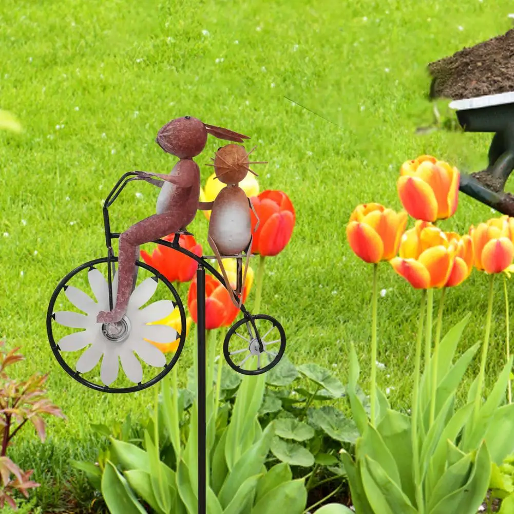 

Metal Wind Spinner Yard Art Animal Bike Spinner Outdoor Garden Decoration Vintage Bicycle Rotating Windmill Gardening Ornaments