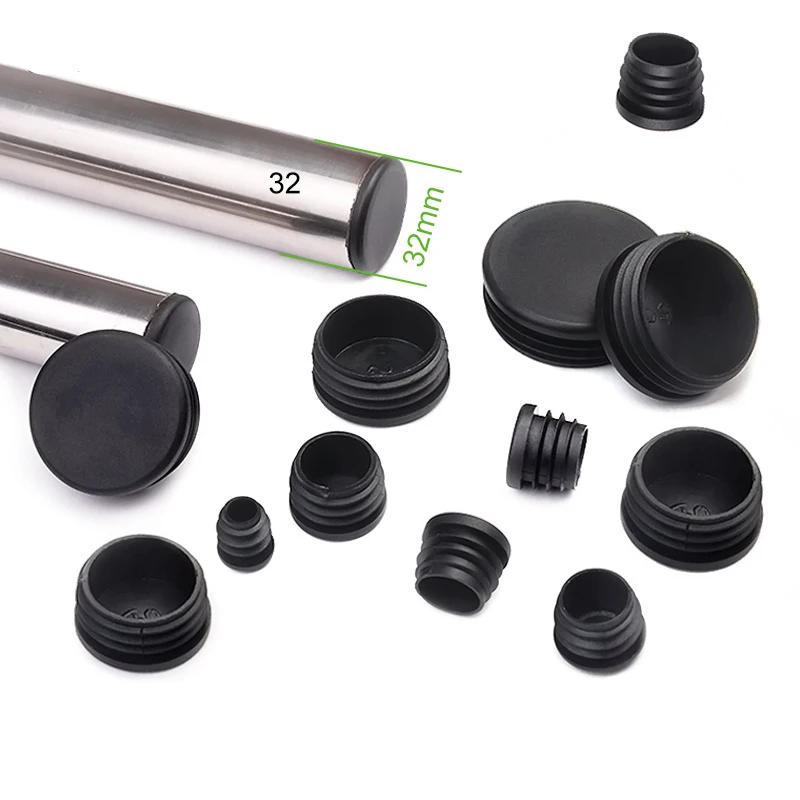 

10Pcs/lot New Plastic Furniture Leg Plug Black Round Steel Pipe Tube Blanking End Caps Insert Plugs14-76mm decorative dust cover