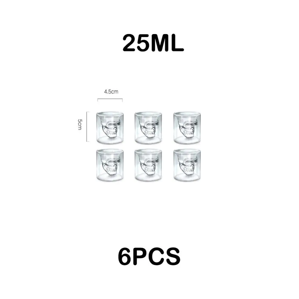 6PCS-25ml Креативная голова призрака 3D термостойкая анти-обжигающая двойная стеклянная чашка для Хэллоуина, вечерние, Клубные, рождественские, питьевая утварь - Цвет: 6PCS-25ml