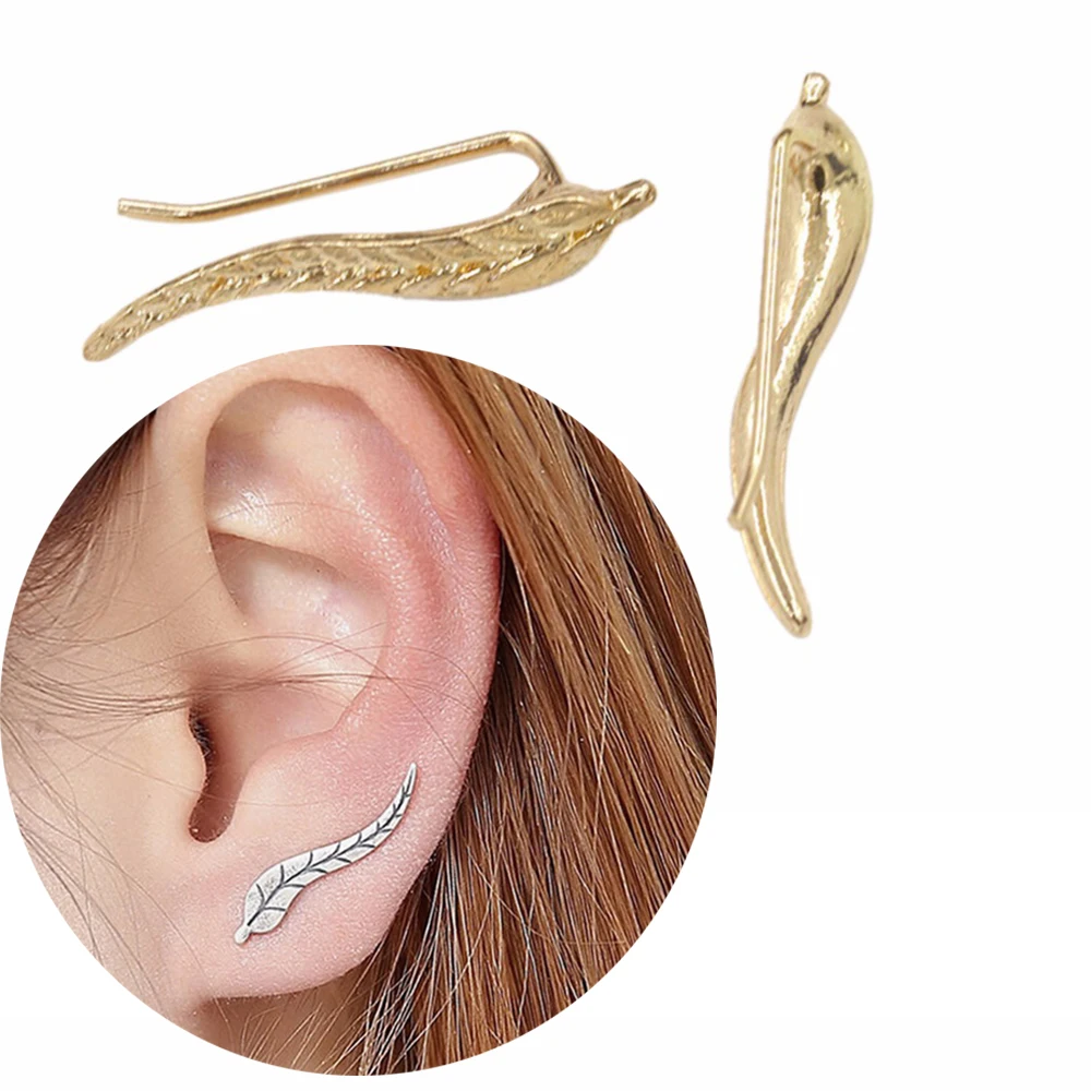 Новые серьги в виде листьев Золотые с перьями для женщин аксессуары подарки