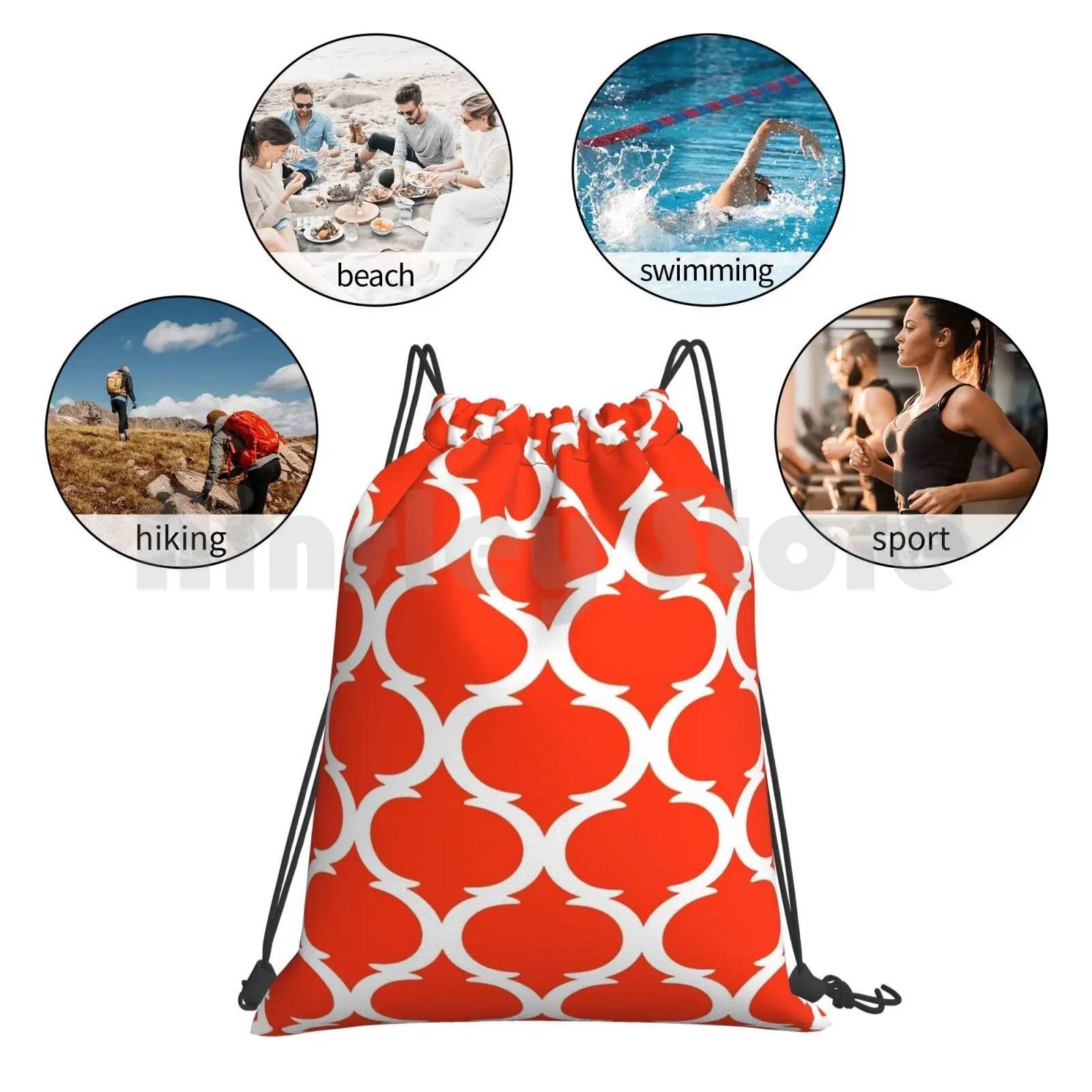 

Moroccan Quatrefoil 11 Backpack Drawstring Bags Gym Bag Waterproof Makanahele Morocco Moroccan Color Colorful Cute Dark