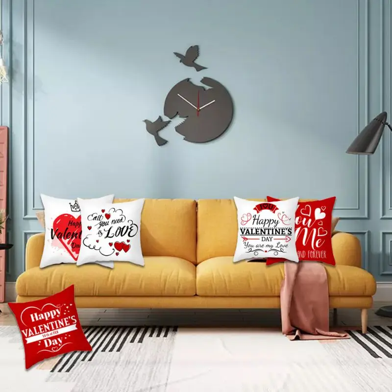 

Sweet Heart Home Decor Pillowcases Cotton Linen Warm Love Quote Valentine’s Day Decorative Throw Pillow Case Set Of 4