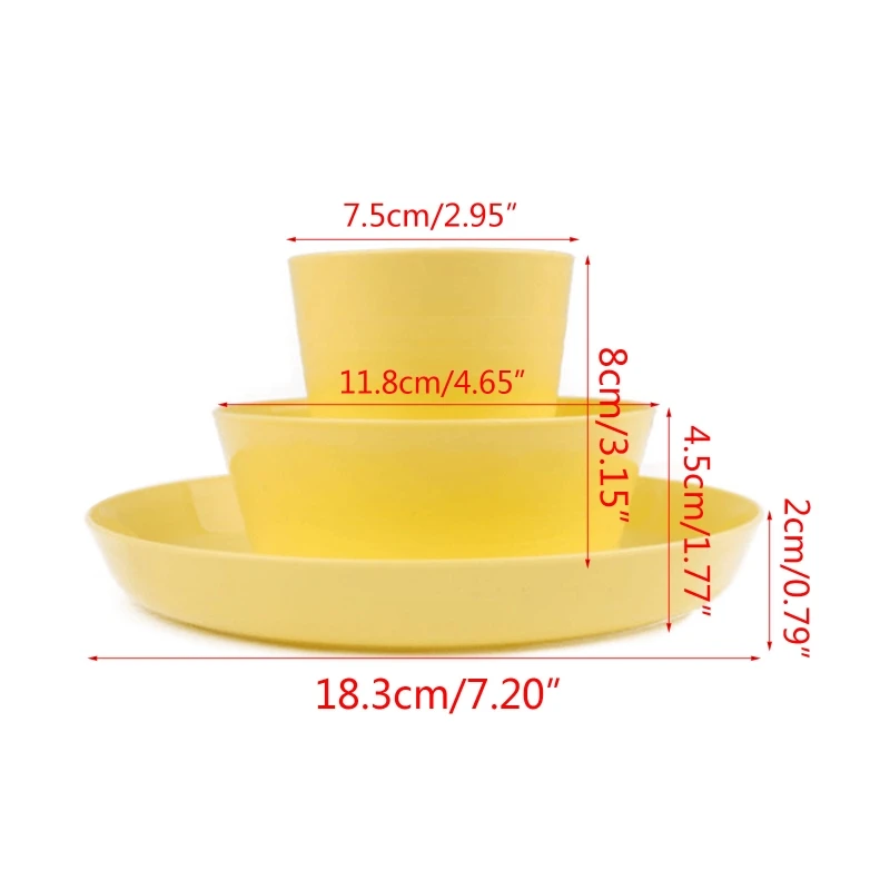 

12 Piece Plastic Dinnerware Set, Reusable BPA Free 4 Cups, 4 Bowls and 4 Plates Suitable for Toddlers, Kids, Children, P
