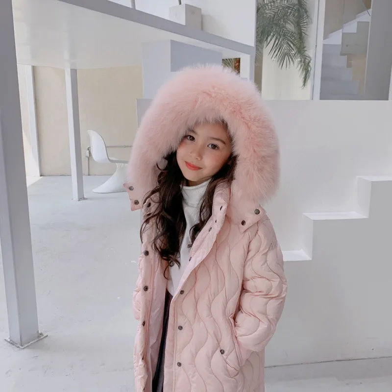 

Factory Brand high quality down jacket winter new big fur collar long Parenting coat children and mom down jacket parkas ws1842